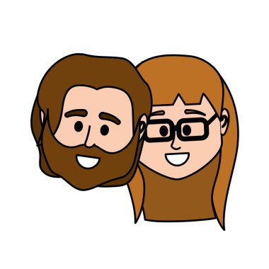 çift kafa ile birlikte saç modeli tasarım illüstrasyon vektör