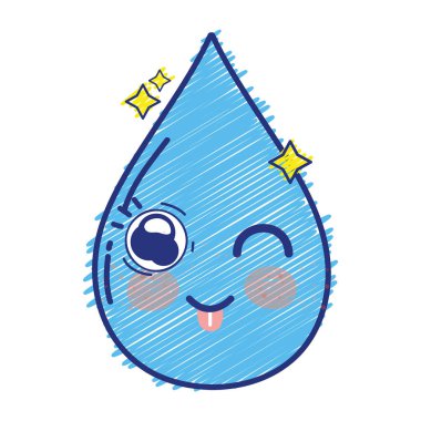 Kawaii şirin komik su damla vektör çizim