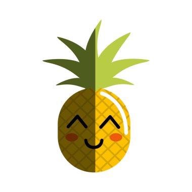 Kawaii şirin mutlu ananas sebze, vektör çizim