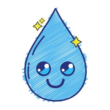 Kawaii şirin mutlu su damla vektör çizim