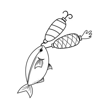 satır balık yakalamak için spinner nesne bitting illüstrasyon vektör