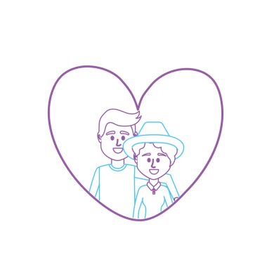 Çift birlikte kalp tasarlamak vektör içinde satır