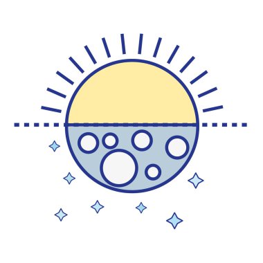 evren mistik vektör çizim ay ve güneş tutulması