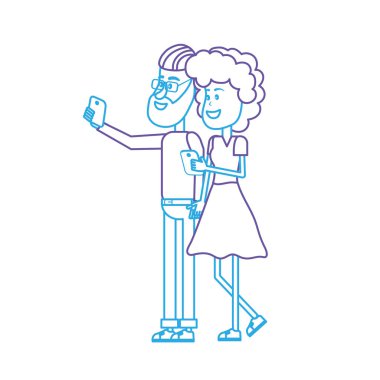 saç modeli ve el vektör çizim içinde smartphone ile güzellik çift hat