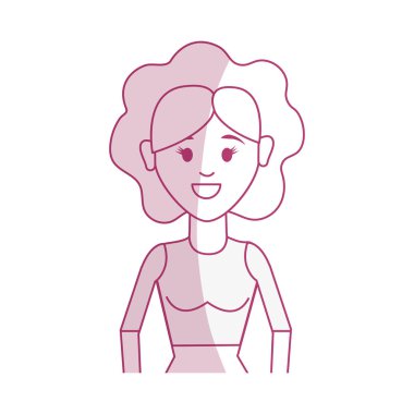 siluet kadın saç modeli ve şık bluz, vektör çizim ile