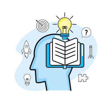 adam siluet ruh sağlığı ve yaratıcı süreç vektör çizim