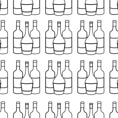 satır farklı şarap şişeleri arkaplanı, vektör çizim tasarım