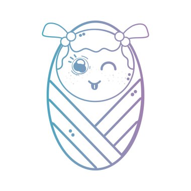 satır şirin bebek kız battaniye ve saç şekli vektör çizim ile