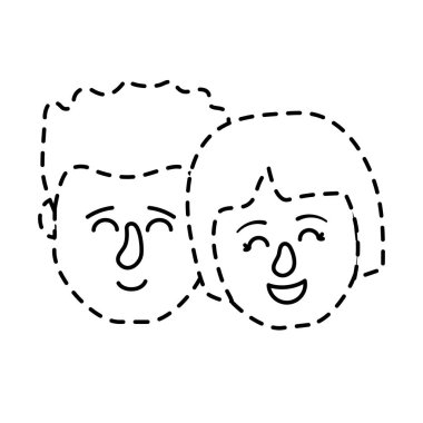 Şekil avatar çift kafa saç modeli tasarım vektör çizim ile noktalı