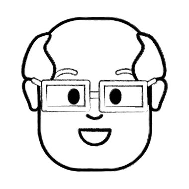 kontur yaşlı yüz adam gözlüklü, vektör çizim tasarım