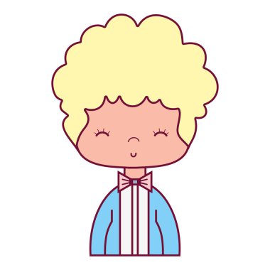 şık takım elbise ve saç tasarım vektör illusration güzel çocuk