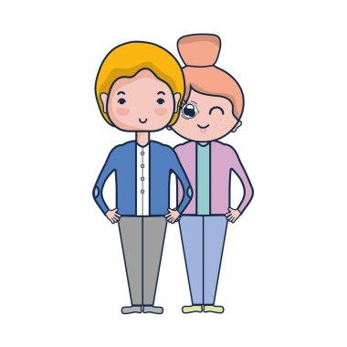 Güzellik çift ile birlikte saç modeli tasarım illüstrasyon vektör