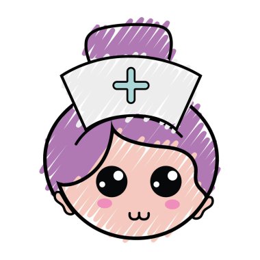 profesyonel hemşire yüzü kafasına şapka ile vektör çizim