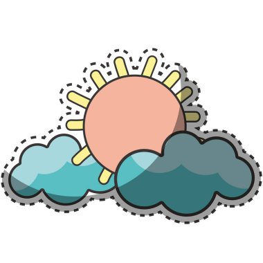 güneşin ve bulutların karakter, vektör çizim tasarım çizgi film