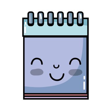 Kawaii şirin mutlu defter araç vektör çizim