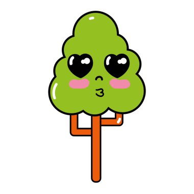 Kawaii şirin ihale ağacı ekoloji vektör çizim