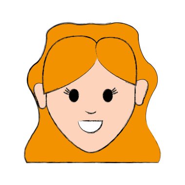 saç modeli, vektör çizim tasarım ile kadın mutlu yüz