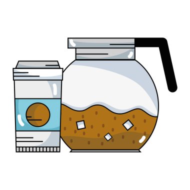 lezzetli kahve plastik kap ve kavanoz illüstrasyon vektör