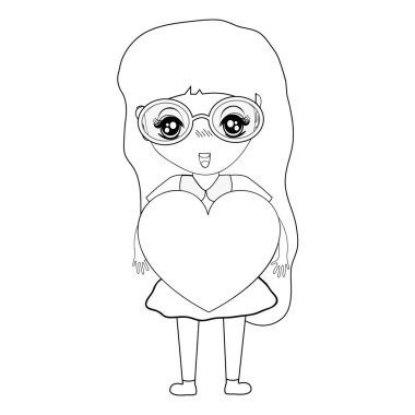 kalp ve gözlük, vektör çizim şekil güzel kızla