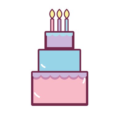 lezzetli pasta mutlu Doğum günü kutlaması, vektör çizim