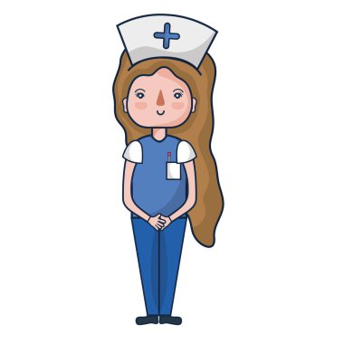 baş vektör çizim şapka ile profesyonel hemşire