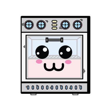 Kawaii şirin mutlu fırın teknoloji vektör çizim