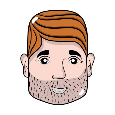 Adam yüz saç ve sakal vektör çizim ile