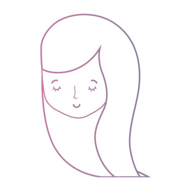 sevimli kadın baş saç modeli tasarım vektör çizim ile satır