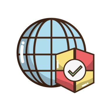 küresel güvenlik bilgi vektör çizim için kalkan ile bağlanmak