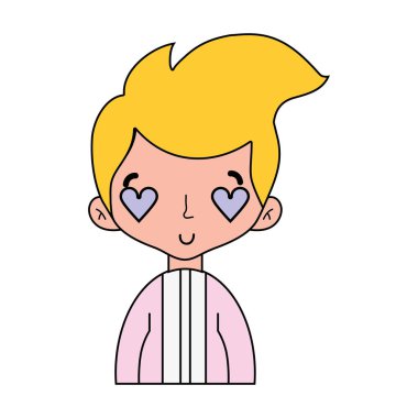 şık takım elbise ve kalp gözleri vektör illusration güzel çocuk