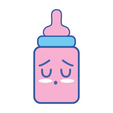 Kawaii şirin üzgün besleme şişe vektör çizim