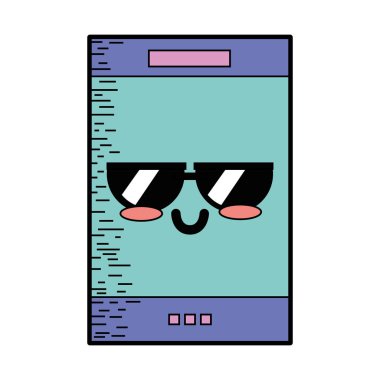 Kawaii şirin ihale smartphone teknoloji vektör çizim