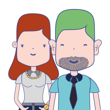 saç modeli ve rahat kıyafetler, vektör çizim ile güzel çift