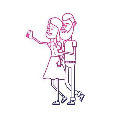 saç modeli ve el vektör çizim içinde smartphone ile güzellik çift hat