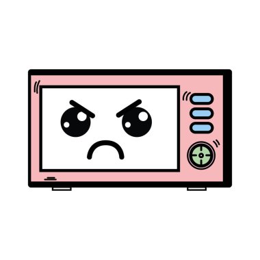 Kawaii şirin kızgın mikrodalgalar teknoloji vektör çizim