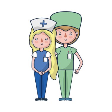 Doktor ve hemşire insanlar vektör çizim yardımcı olmak için
