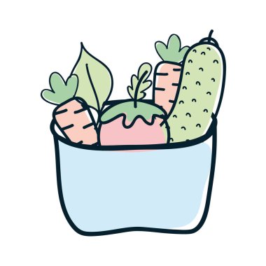 taze ve lezzetli sebze kase, vektör çizim içinde