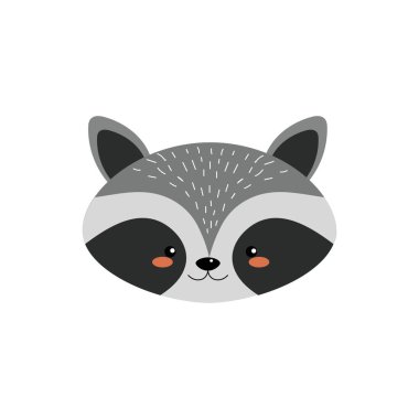 şirin rakun baş vahşi hayvan vektör çizim
