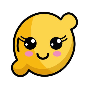 Kawaii şirin mutlu limon meyve, vektör çizim