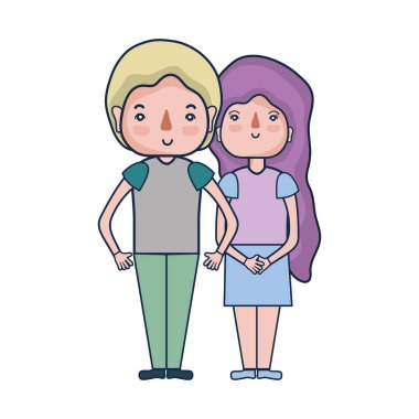 Güzellik çift ile birlikte saç modeli tasarım illüstrasyon vektör