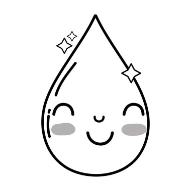 satır kawaii şirin mutlu su damla vektör çizim