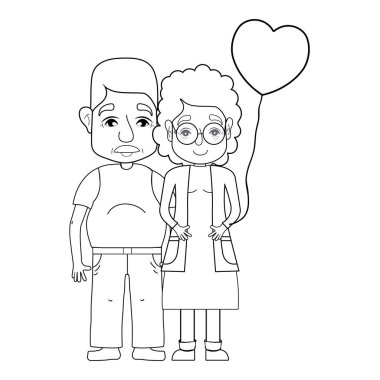 coupe yaşlılar gözlük ve saç modeli vektör çizim ile satır