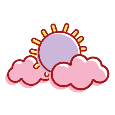 güneşin ve bulutların karakter, vektör çizim tasarım çizgi film
