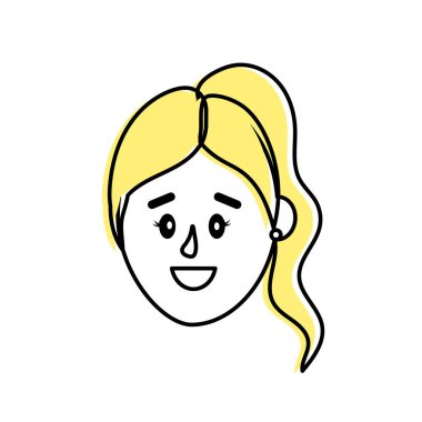 Avatar kadın baş saç modeli tasarımı ile illüstrasyon vektör