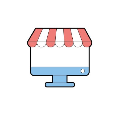 teknoloji bilgisayar satın almak ve satmak ürünler online vektör çizim