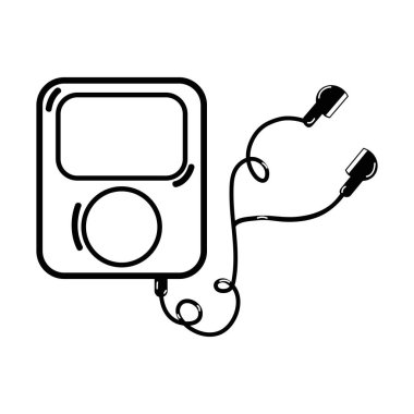 kulaklık ile satır mp3 çalar müzik, vektör çizim dinlemek için