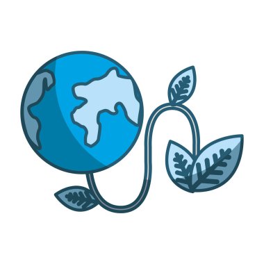 güç kablosunu ve yaprakları, vektör çizim tasarım ile mavi gezegen