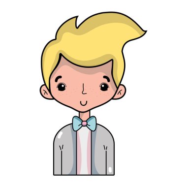 şık takım elbise ve saç tasarım vektör illusration güzel çocuk