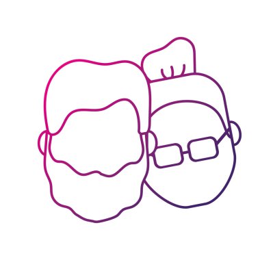 siluet avatar çift kafa saç modeli tasarımı ile illüstrasyon vektör