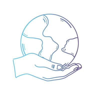 satırı el ile küresel dünya gezegen ve Coğrafya ubication vektör çizim